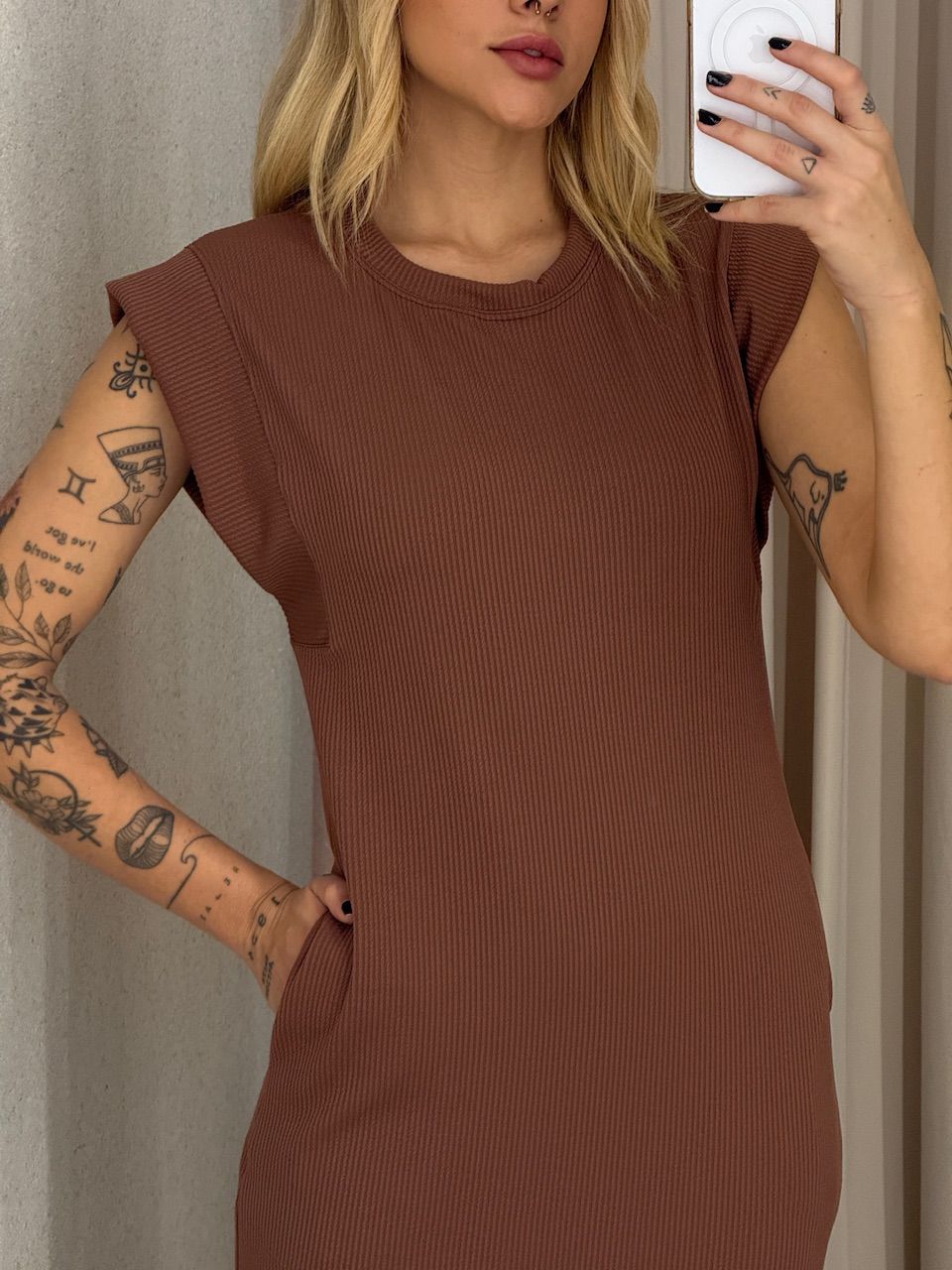 VESTIDO VERA MUSCLE MARROM