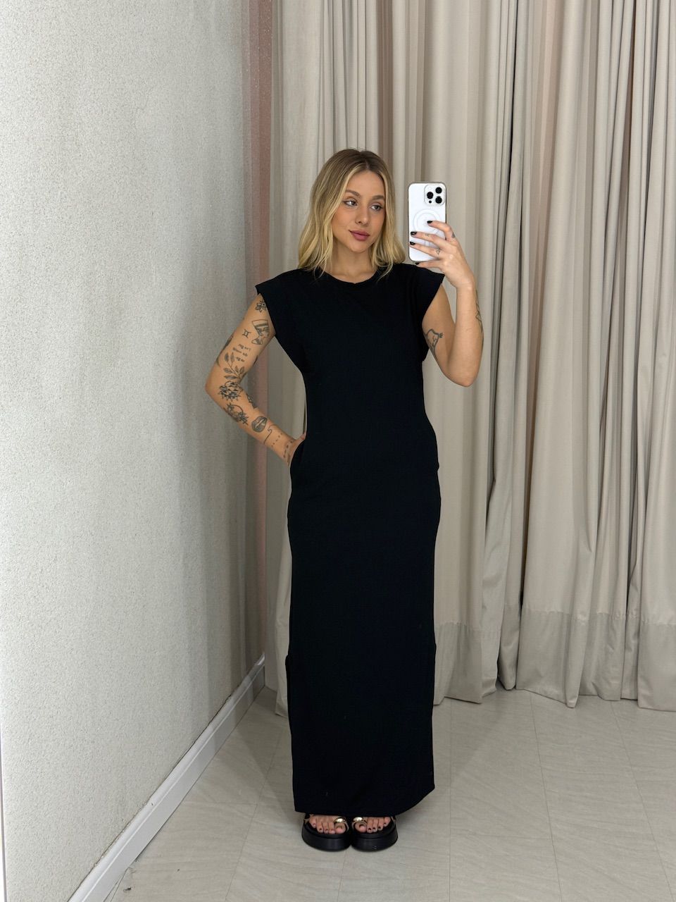 VESTIDO VERA MUSCLE PRETO