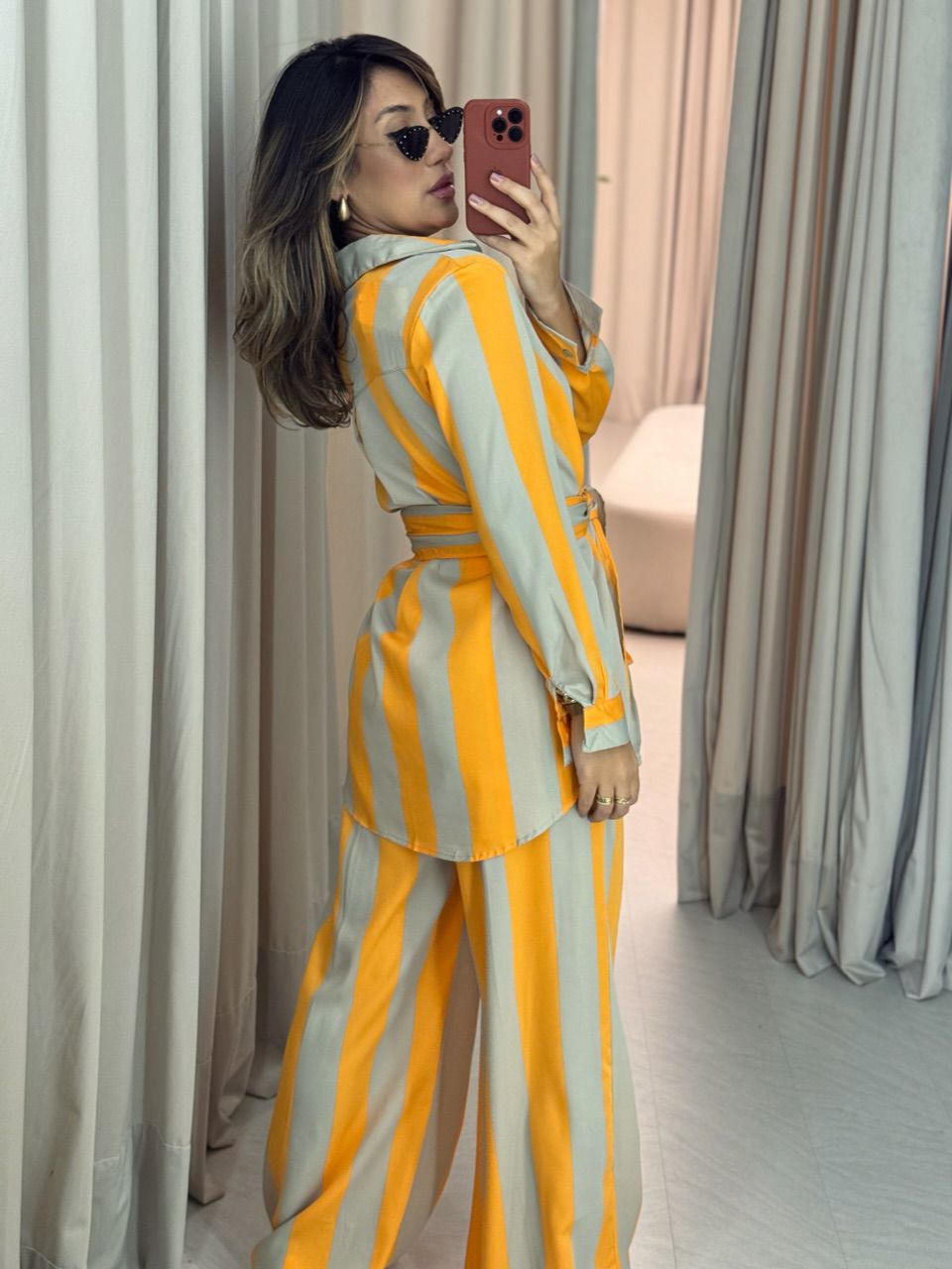 CHEMISE BRUNA LISTRADO LARANJA