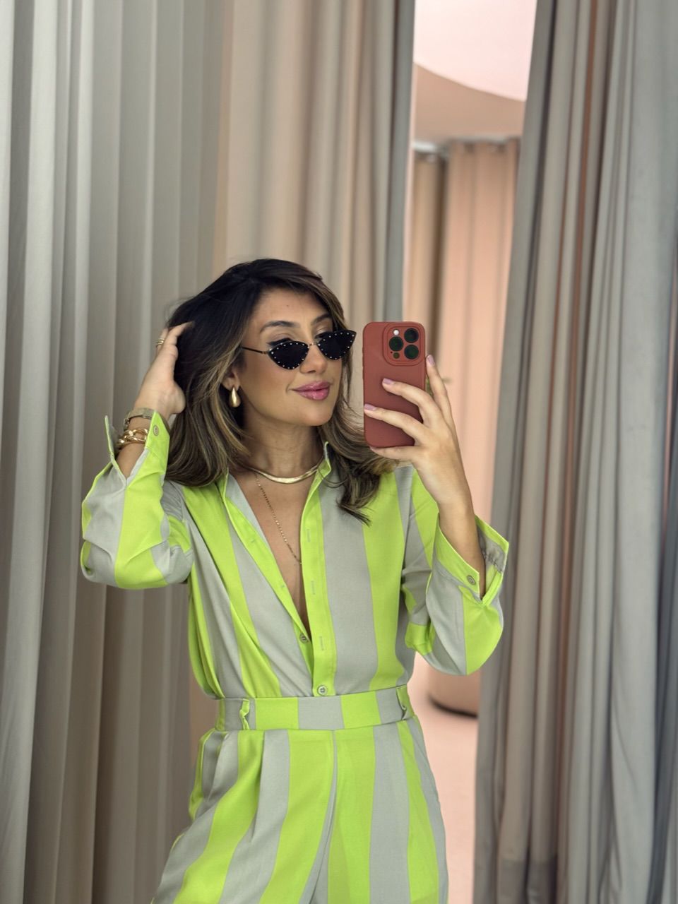 CHEMISE BRUNA LISTRADO LIMA