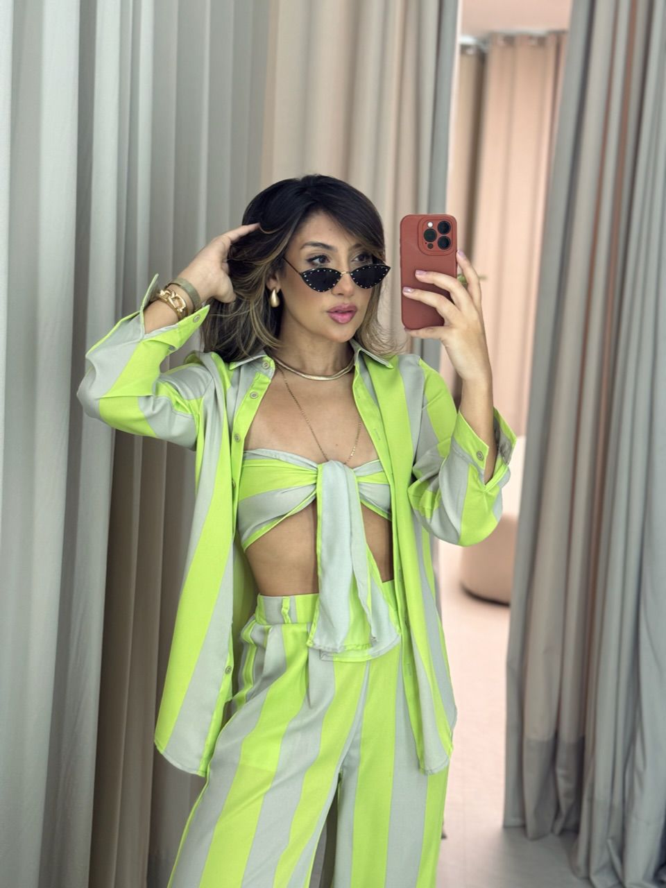 CHEMISE BRUNA LISTRADO LIMA