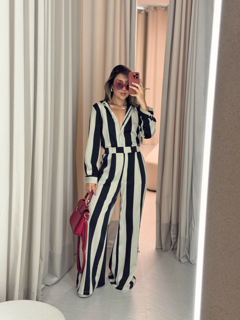 CHEMISE BRUNA LISTRADO PRETA