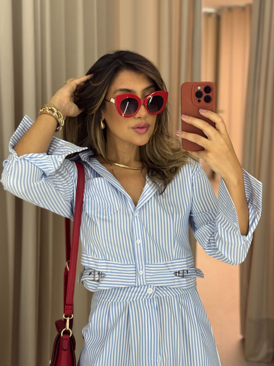 CONJUNTO INGRID LISTRADO AZUL