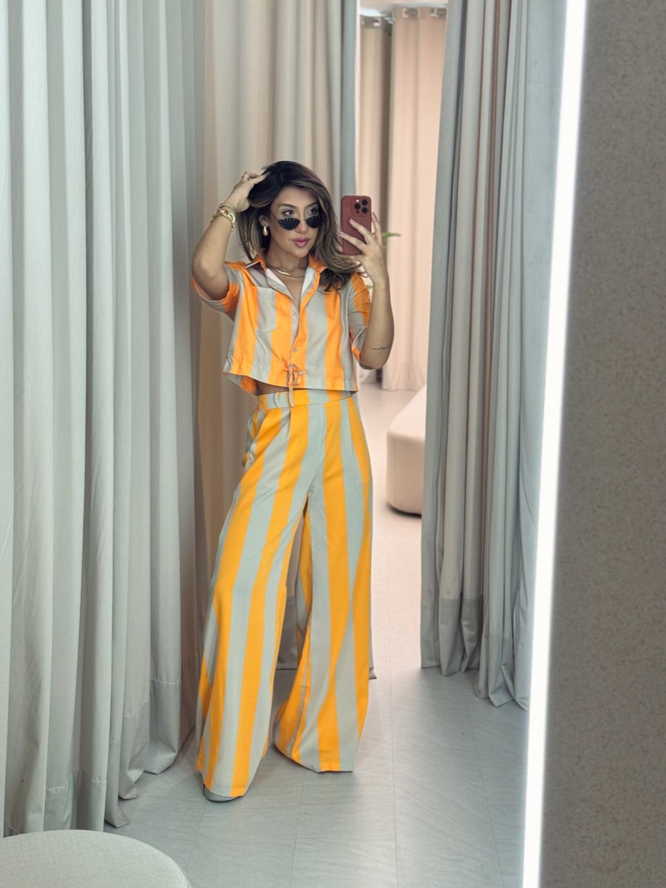 CROPPED RITA LISTRADO LARANJA