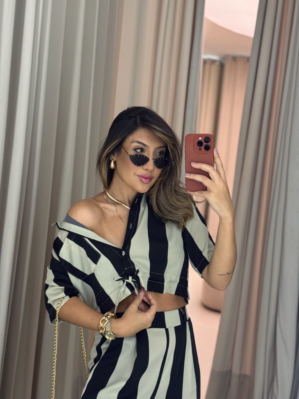 CROPPED RITA LISTRADO PRETO