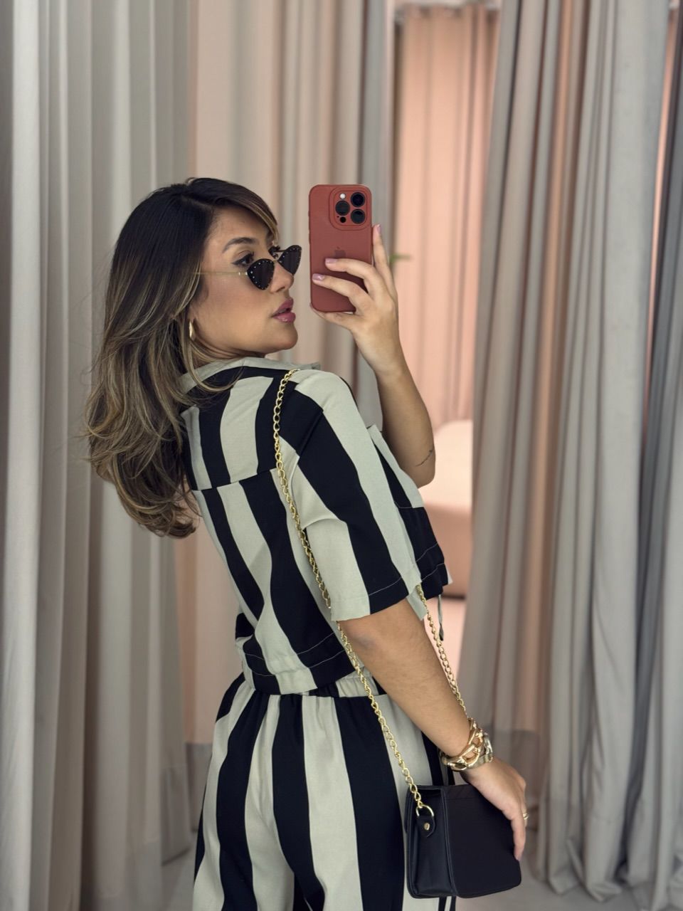 CROPPED RITA LISTRADO PRETO