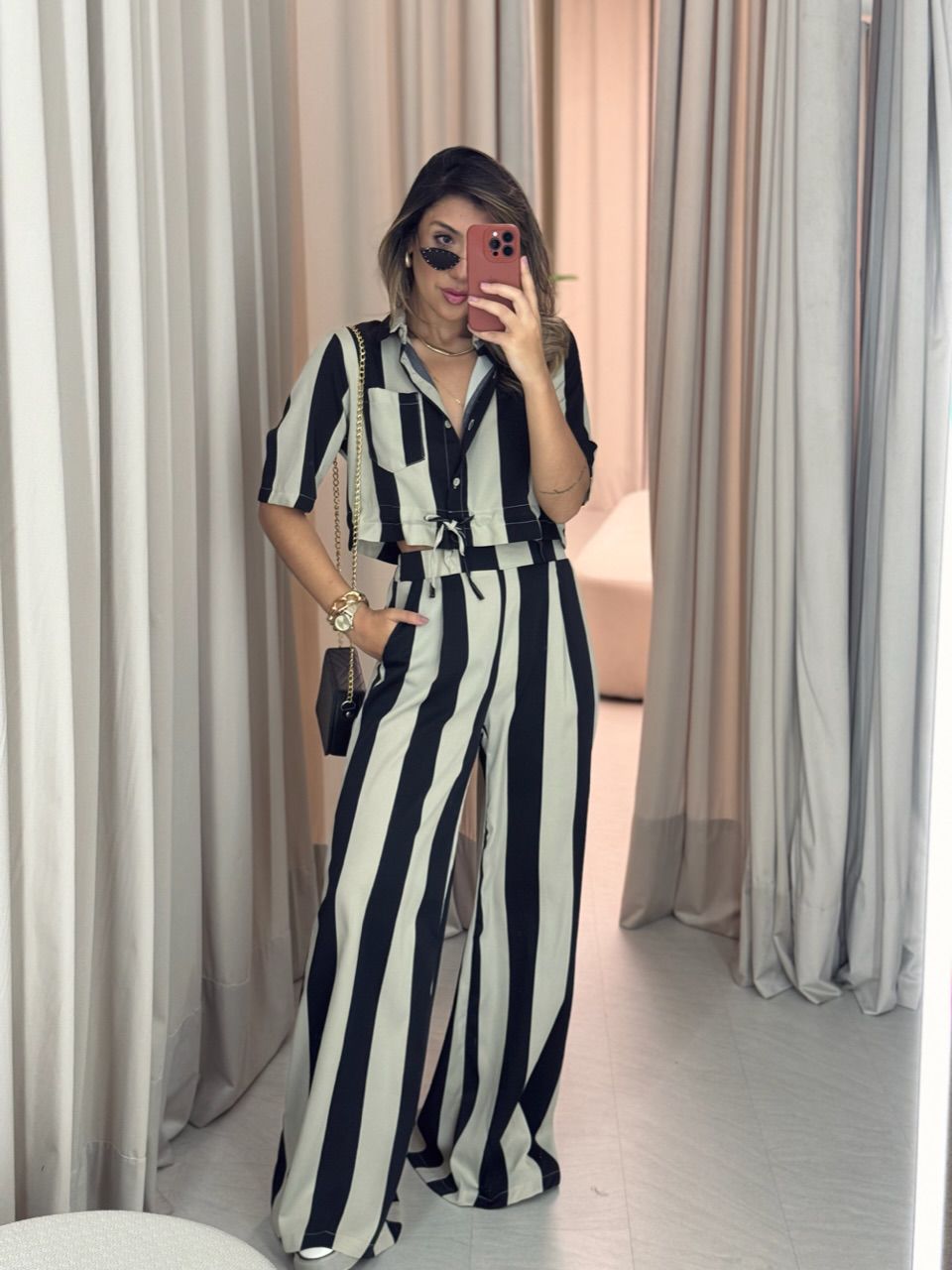 CROPPED RITA LISTRADO PRETO