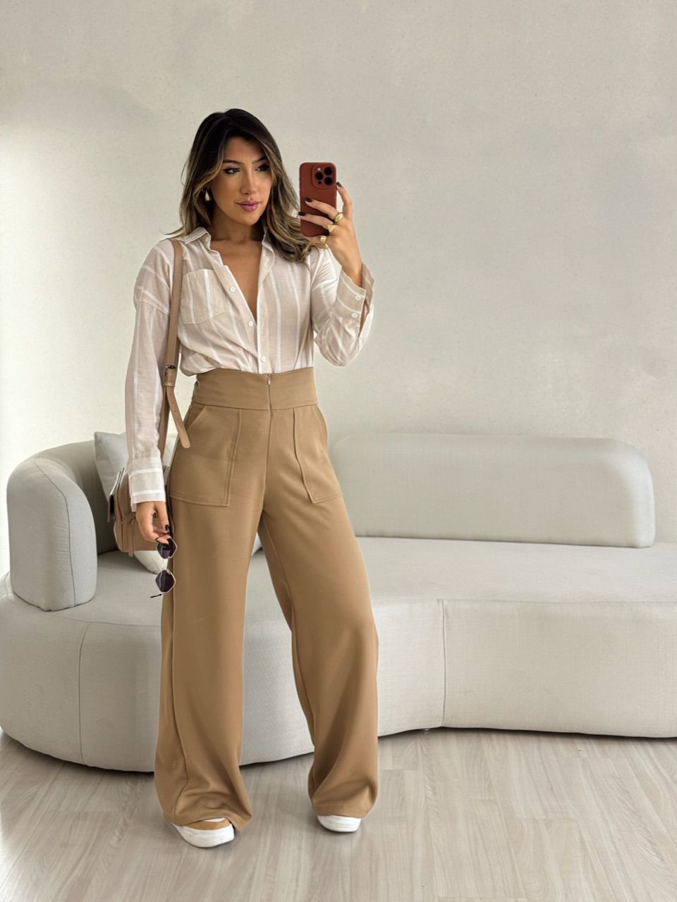 CALÇA CAROLINA CF ZÍPER CAQUI