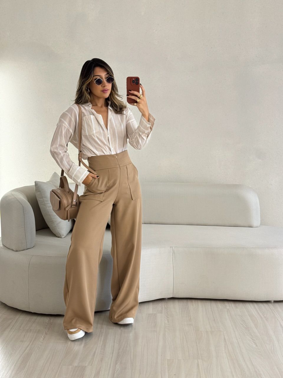 CALÇA CAROLINA CF ZÍPER CAQUI