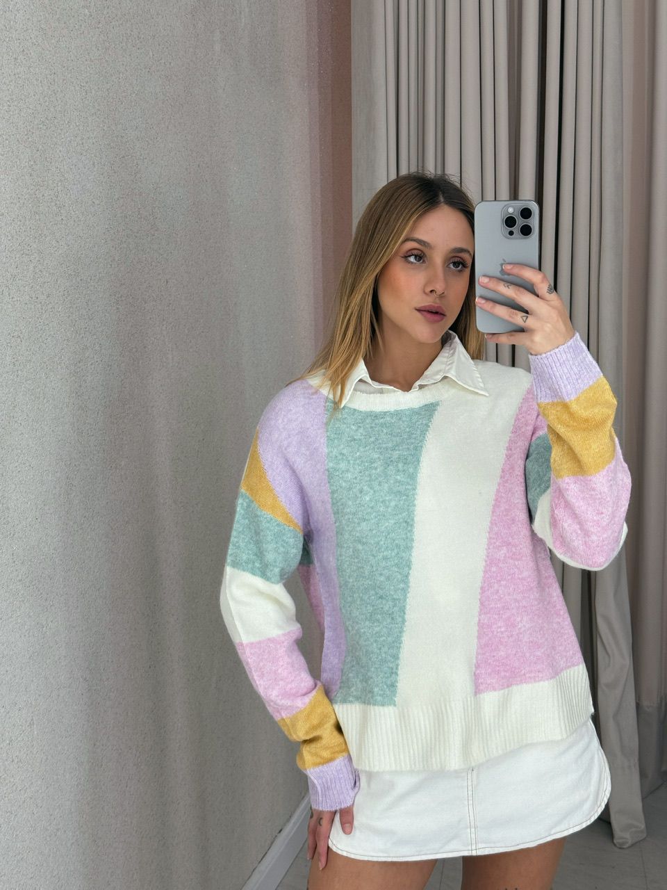 TRICOT LEVE LISTRAS OFF - 0053080048 - CAROLLA FERRARO