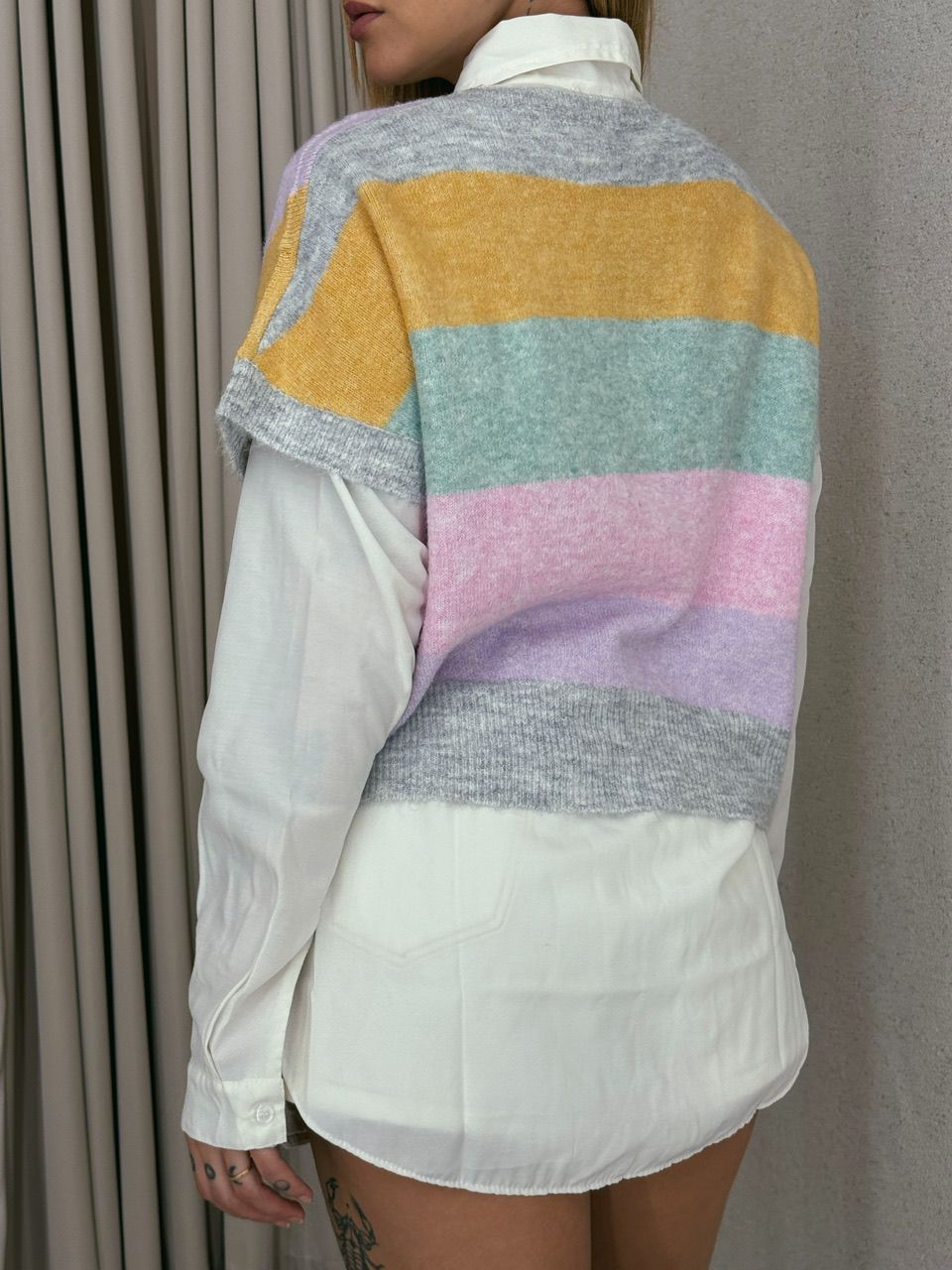 TRICOT MANGA CURTA CINZA