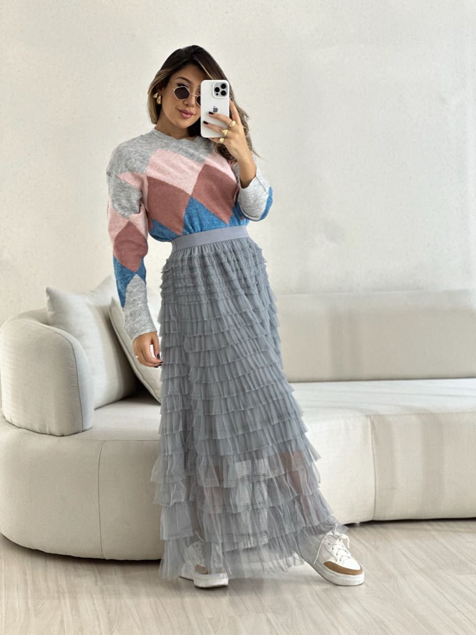 TRICOT NATI MANGA LONGA CINZA