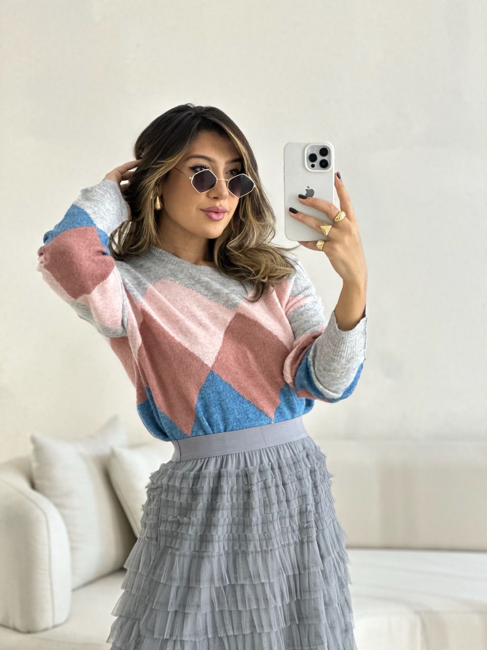 TRICOT NATI MANGA LONGA CINZA - 0053050091 - CAROLLA FERRARO