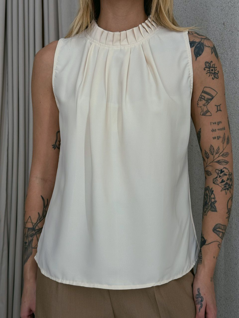 BLUSA LAVÍNIA GOLA DRAPEADA Marfim