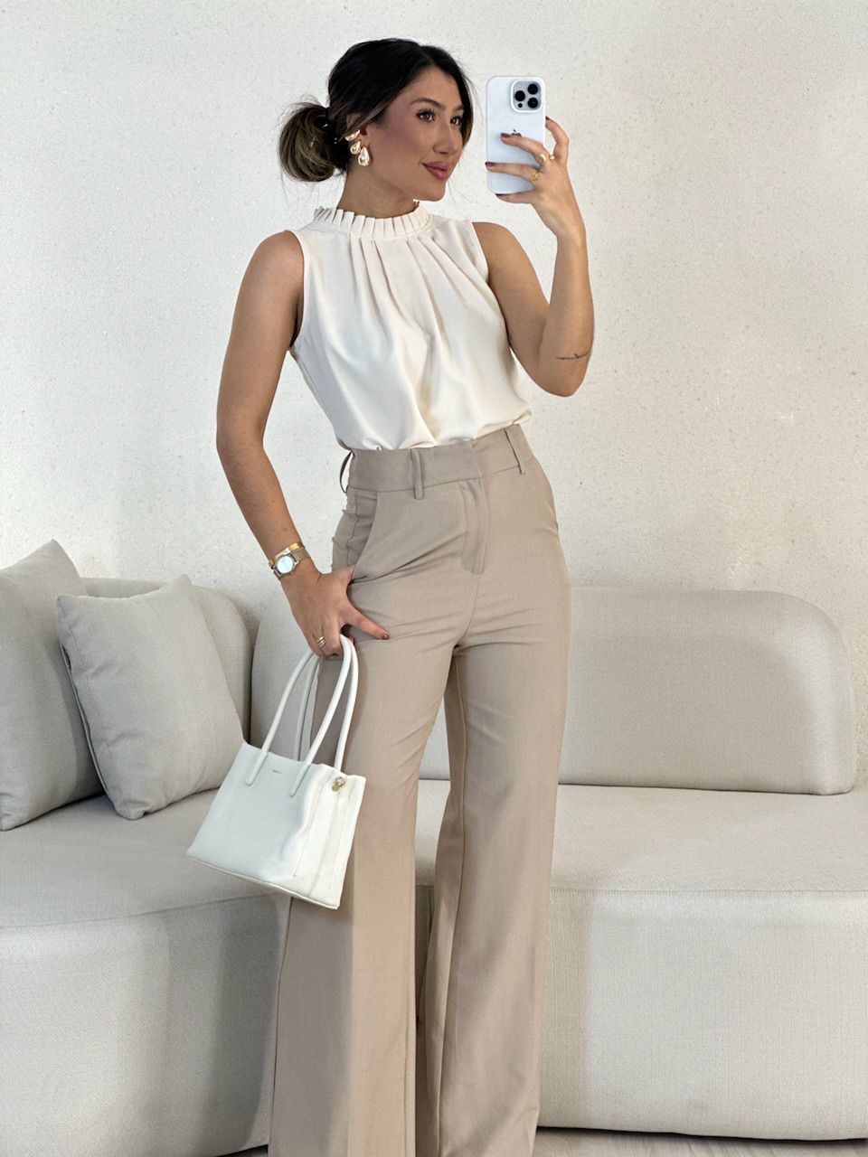 BLUSA LAVÍNIA GOLA DRAPEADA Marfim