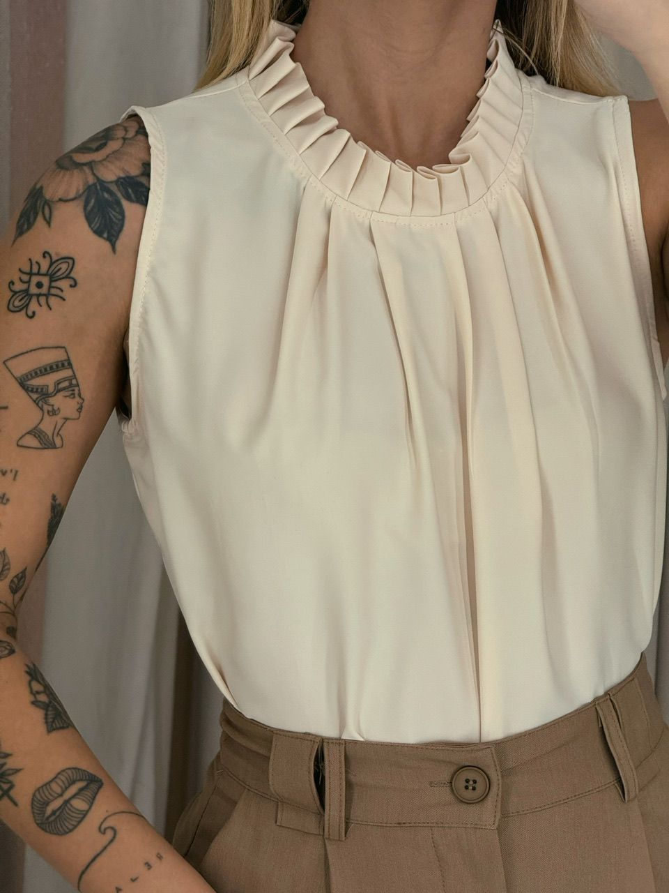 BLUSA LAVÍNIA GOLA DRAPEADA Marfim