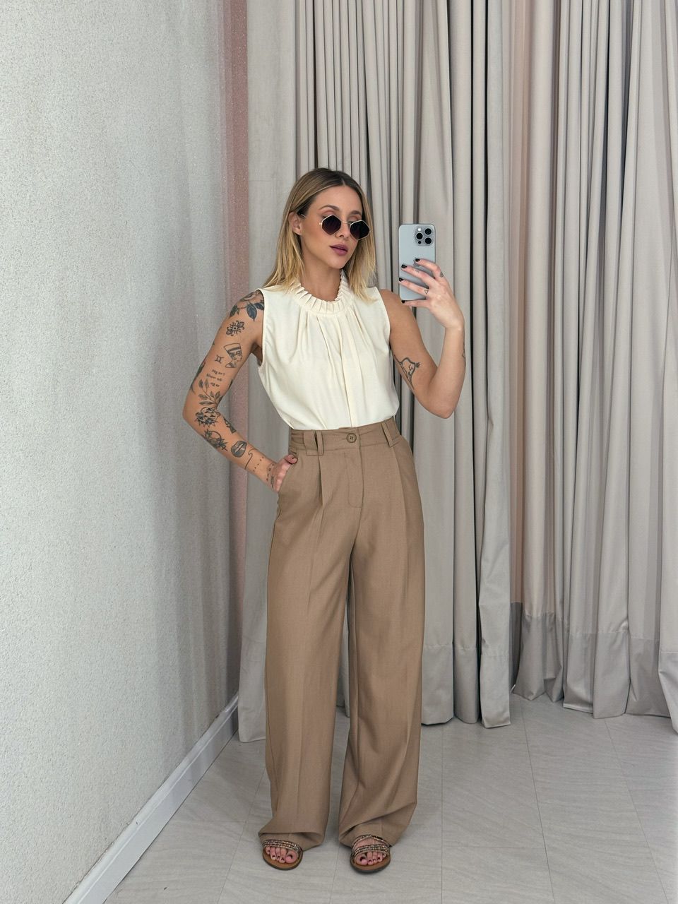 BLUSA LAVÍNIA GOLA DRAPEADA Marfim