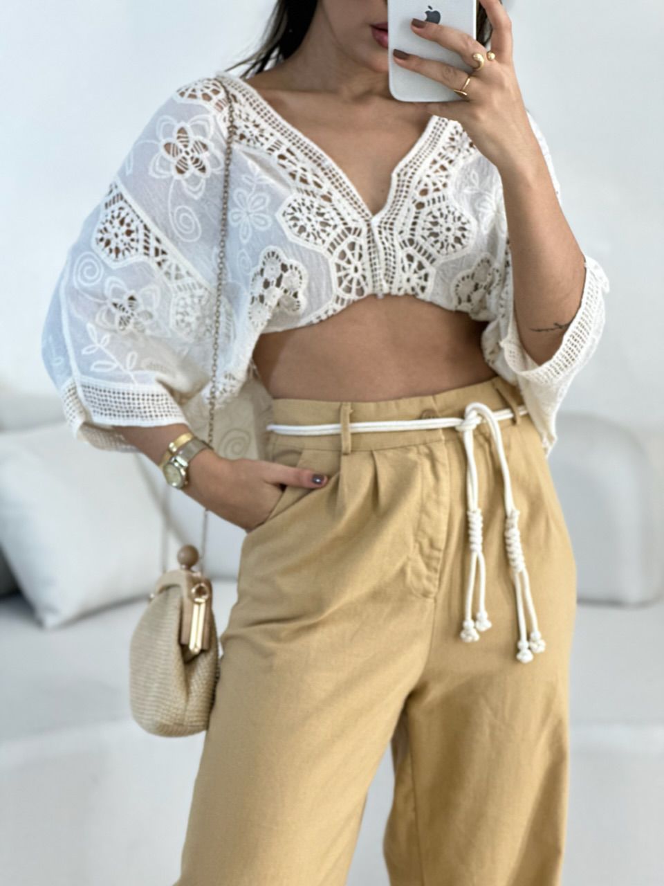 CALÇA ELOÁ LINHO NUDE