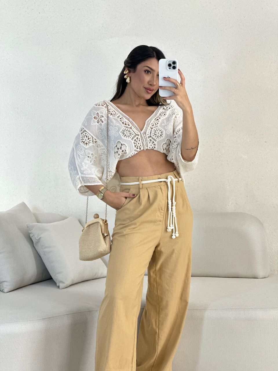 CALÇA ELOÁ LINHO NUDE