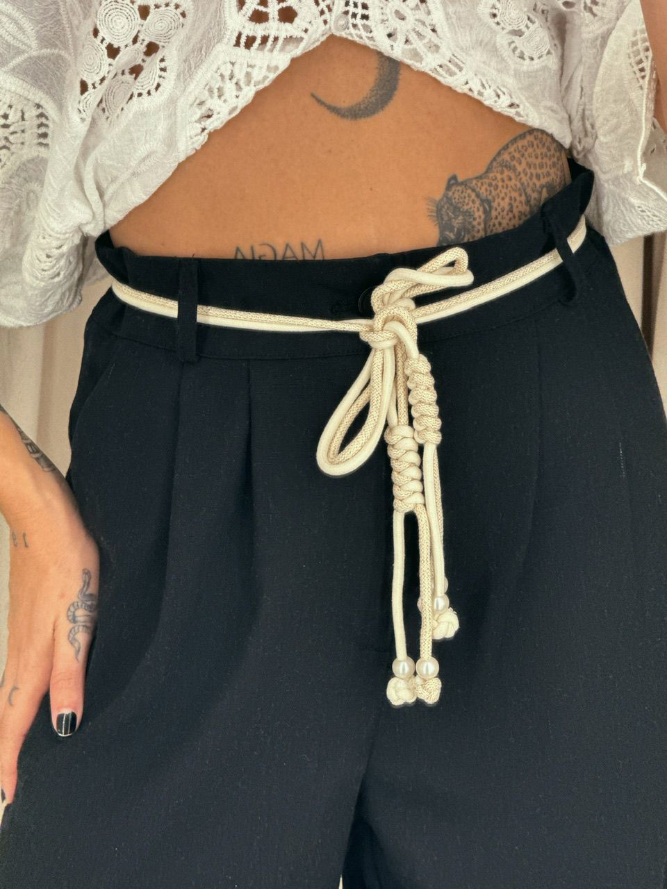 CALÇA ELOÁ LINHO PRETA