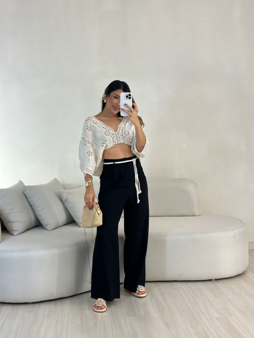 CALÇA ELOÁ LINHO PRETA