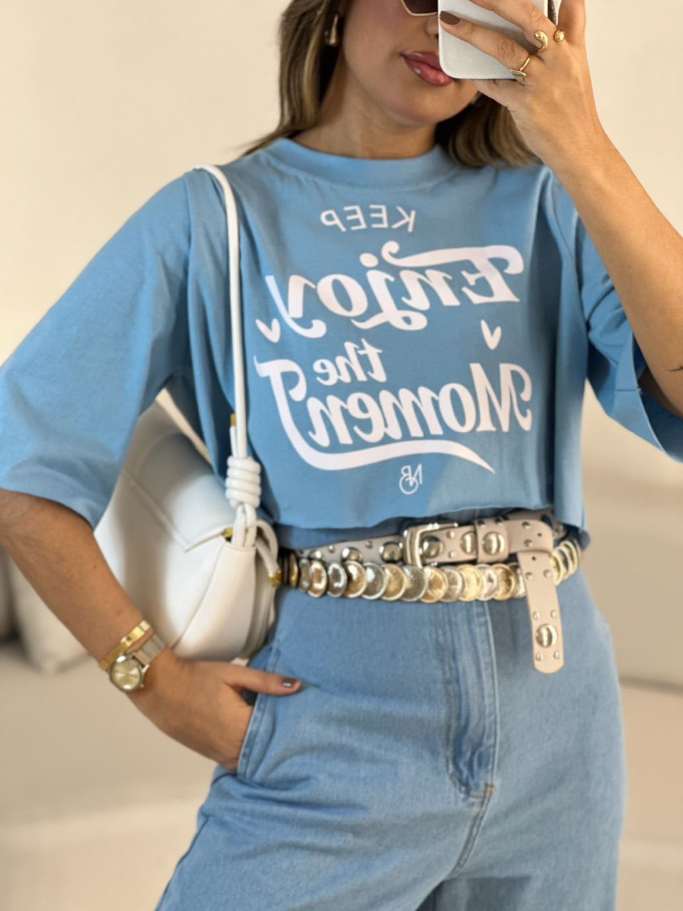 T-SHIRT ENJOY THE MOMENT AZUL