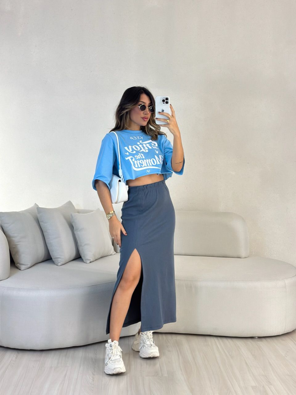T-SHIRT ENJOY THE MOMENT AZUL