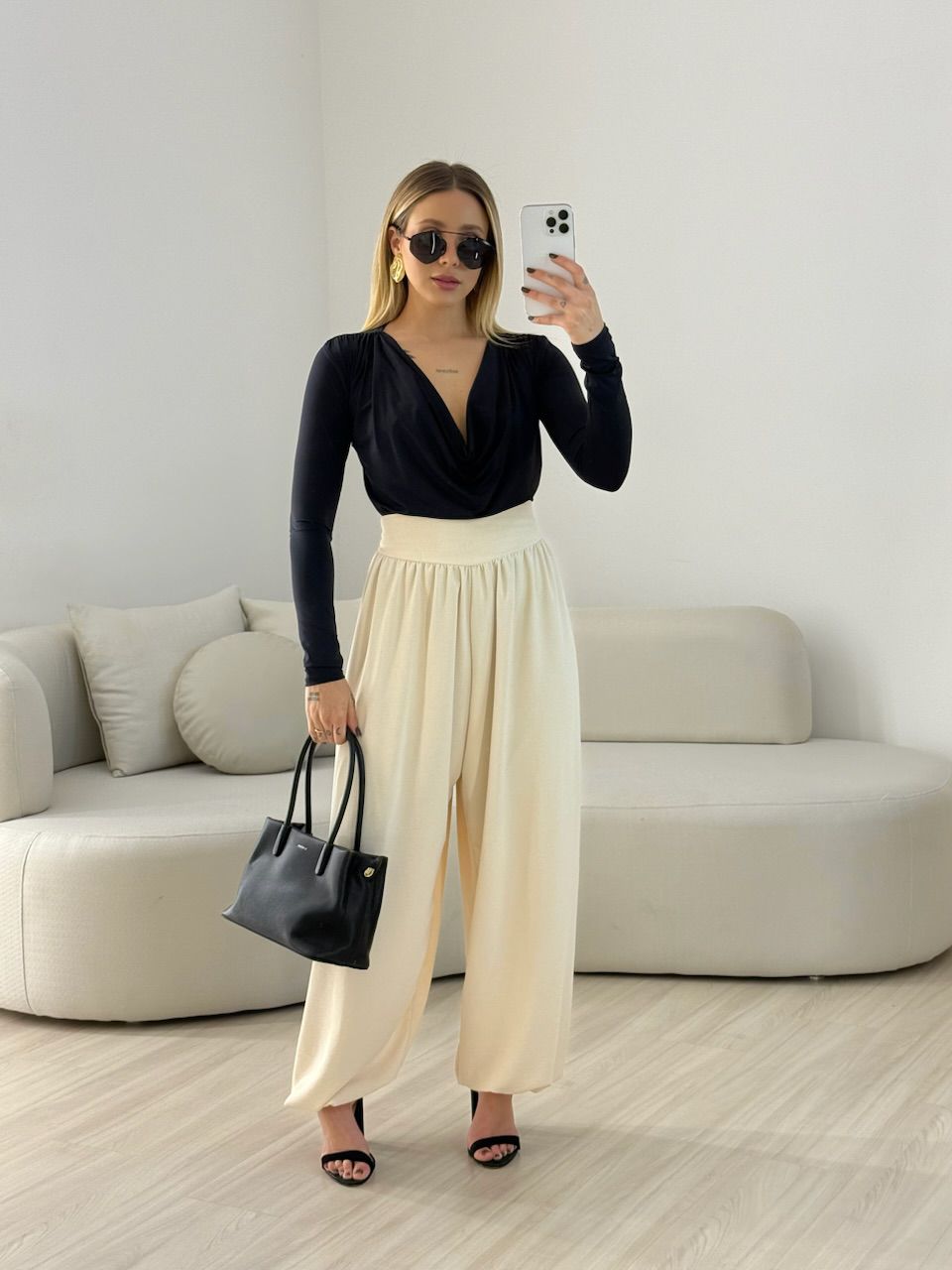 BODY GISELE CF GOLA DRAPEADA PRETO