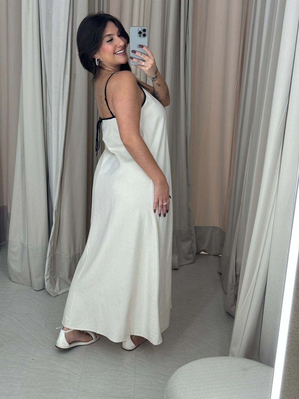 VESTIDO ANA JÚLIA LINHO CRU
