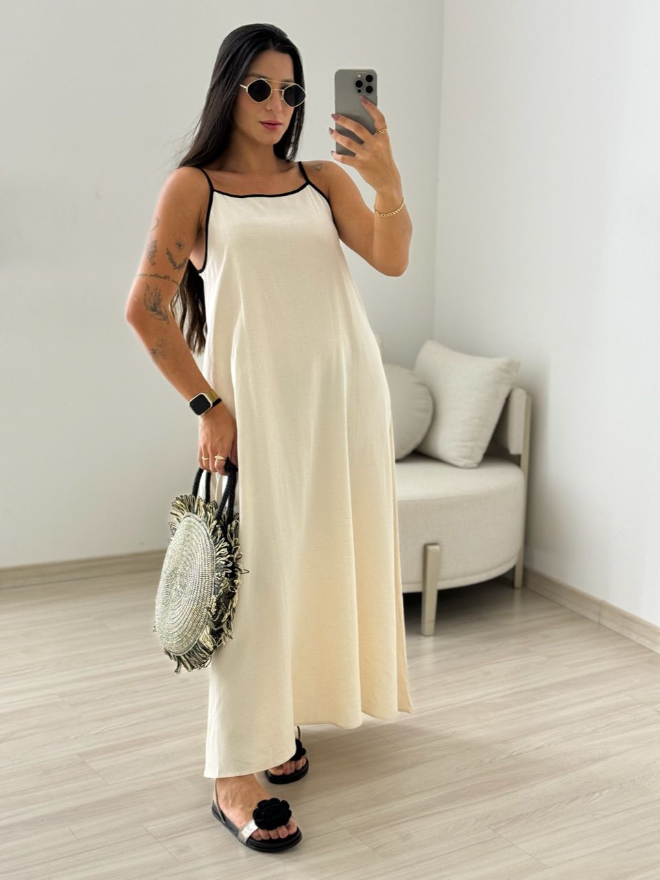 VESTIDO ANA JÚLIA LINHO CRU