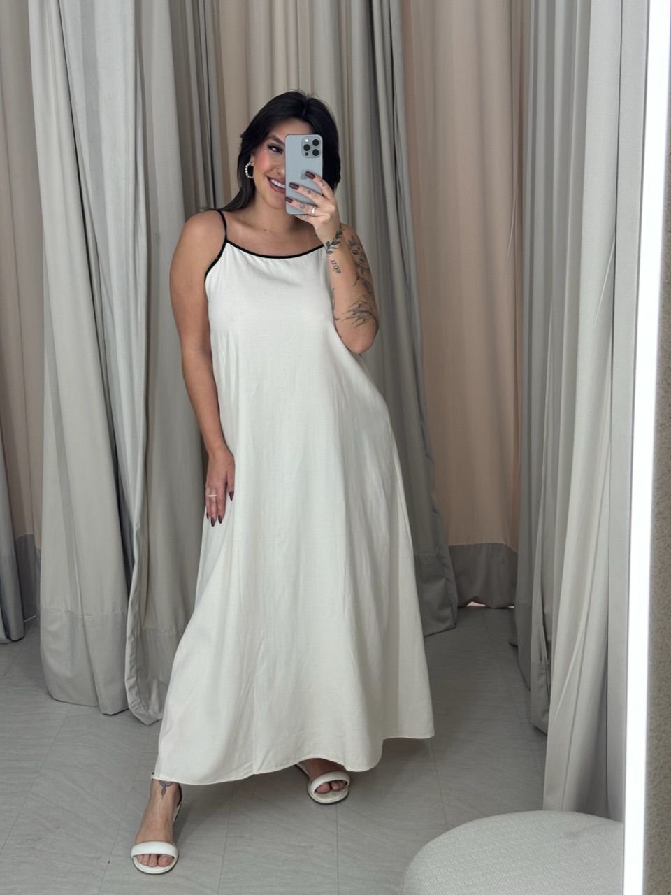 VESTIDO ANA JÚLIA LINHO CRU