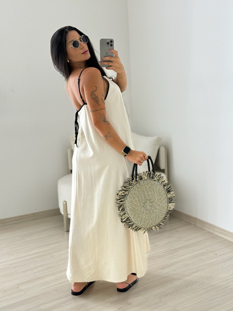 VESTIDO ANA JÚLIA LINHO CRU