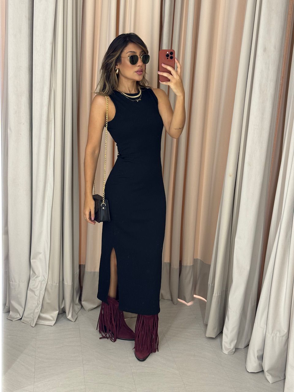 VESTIDO ANA VITÓRIA LISO PRETO - 0051930032 - CAROLLA FERRARO