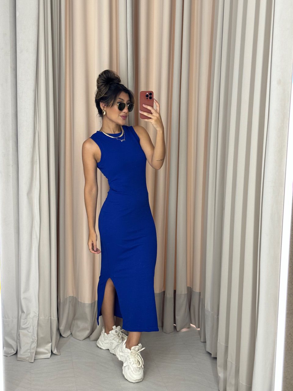 VESTIDO ANA VITÓRIA LISO AZUL BIC