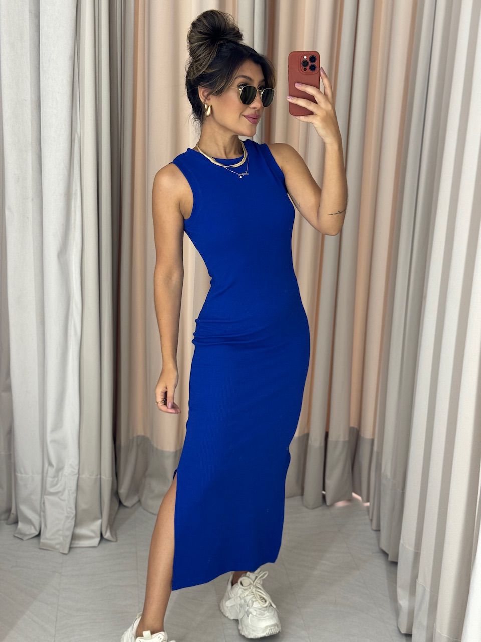 VESTIDO ANA VITÓRIA LISO AZUL BIC