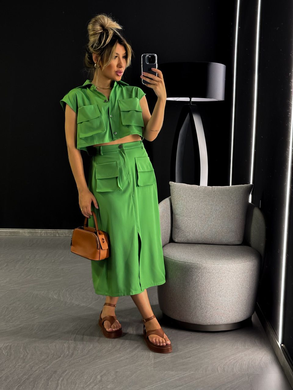 CONJUNTO LILIAN CARGO VERDE - 0046390014 - CAROLLA FERRARO