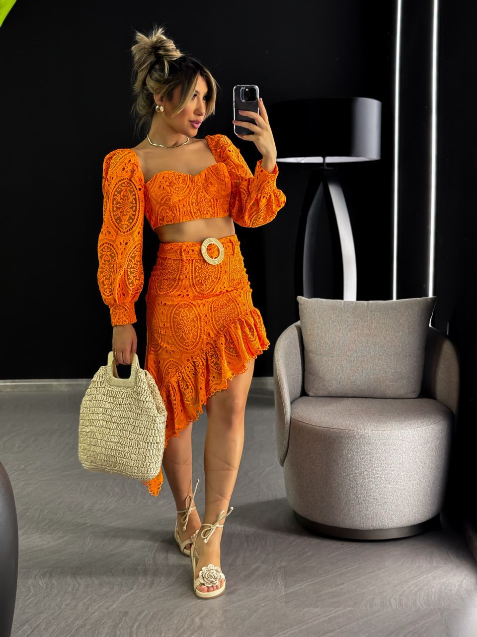 CONJUNTO MARINA RENDA LARANJA - 0046380068 - CAROLLA FERRARO