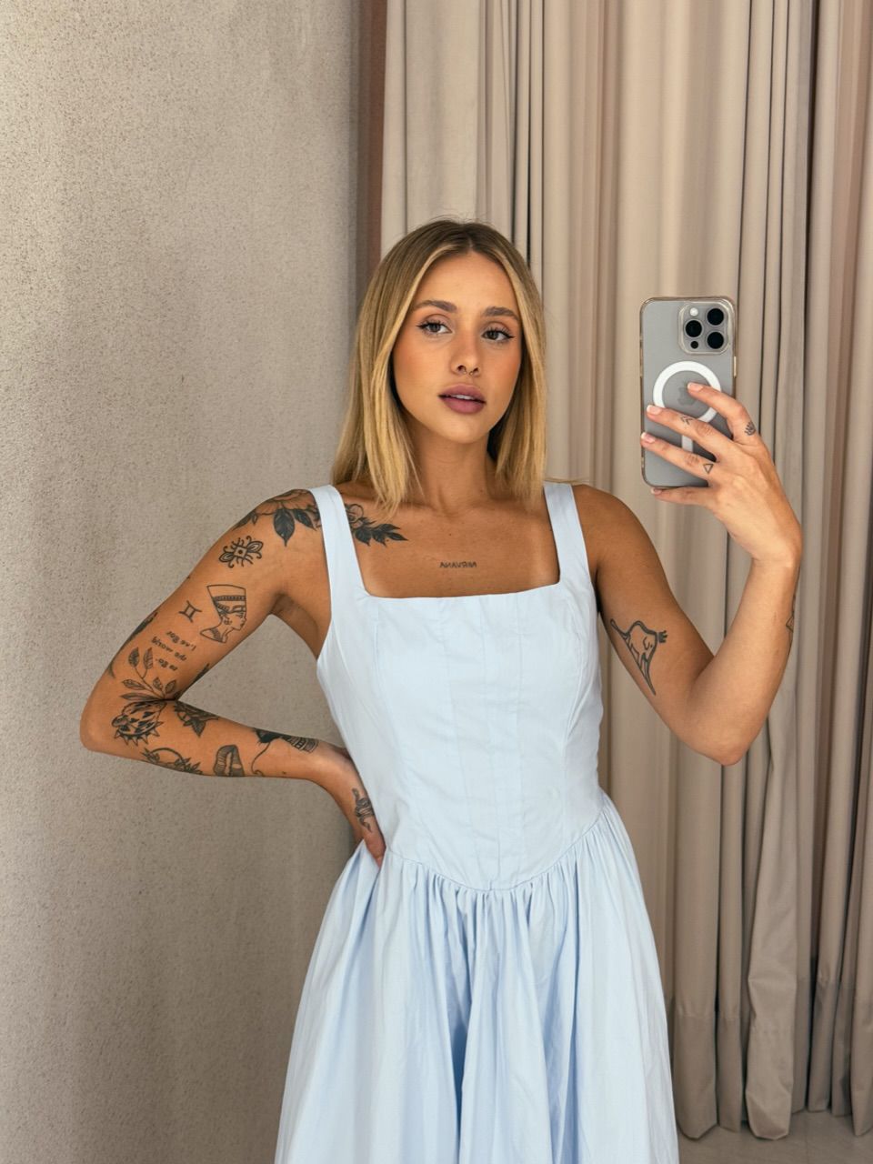 VESTIDO LAILA LONGUETE BABY BLUE