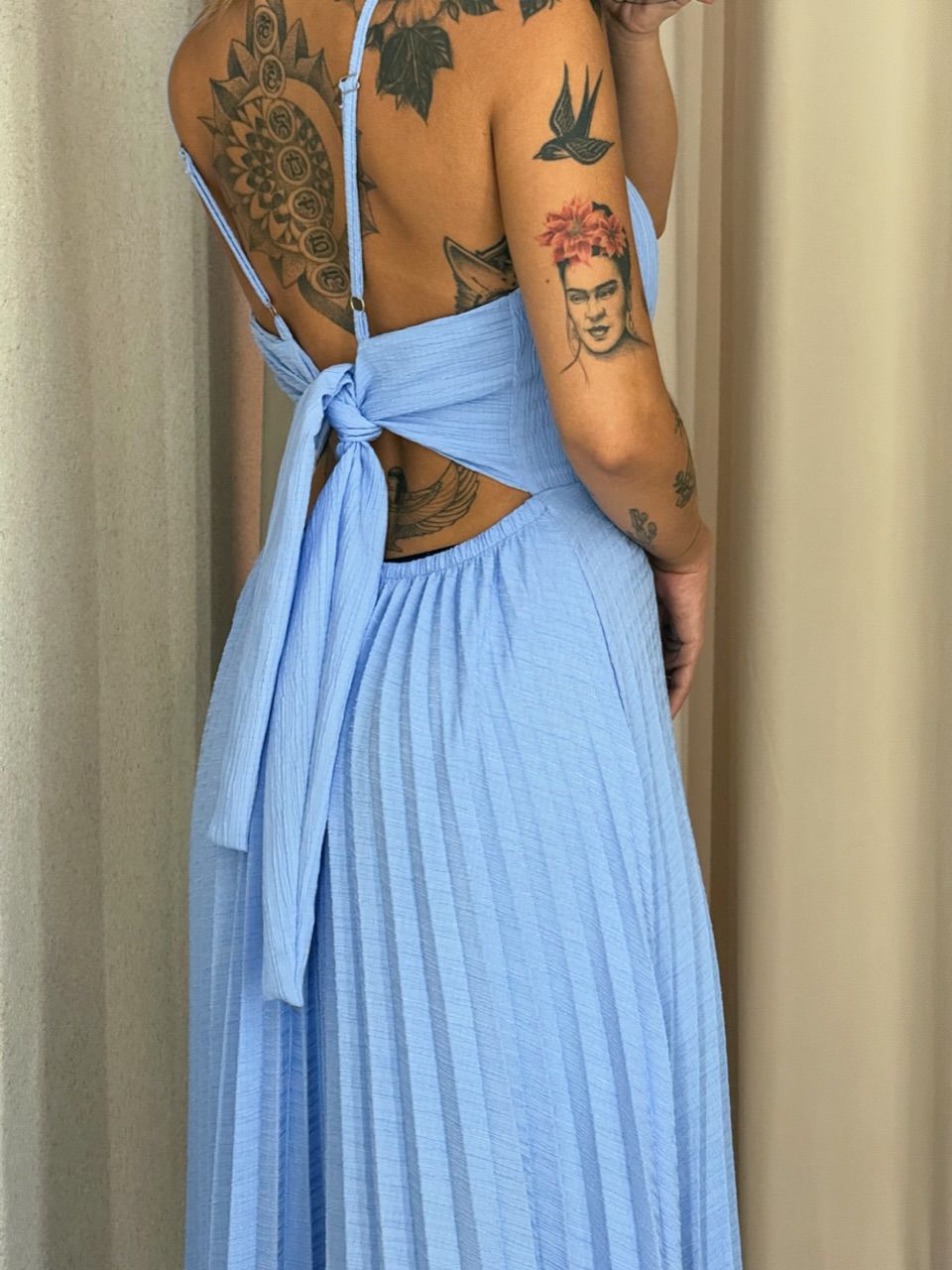 VESTIDO ALINE PLISSADO AZUL