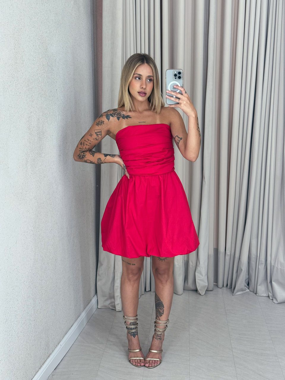 VESTIDO SAMARA BALONÊ VERMELHO - 0058580006 - CAROLLA FERRARO