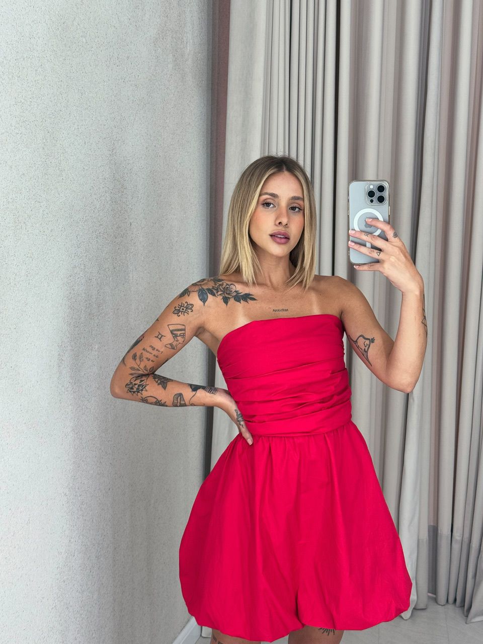 VESTIDO SAMARA BALONÊ VERMELHO