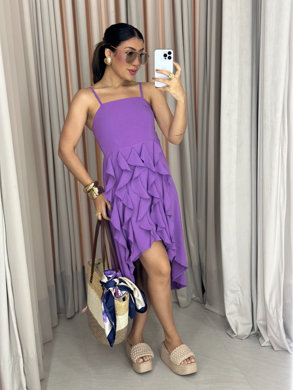 VESTIDO TÁBATA BABADOS ROXO
