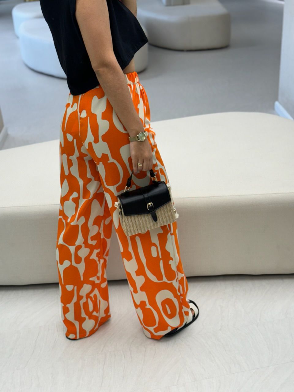 CALÇA NICOLY ESTAMPADA LARANJA
