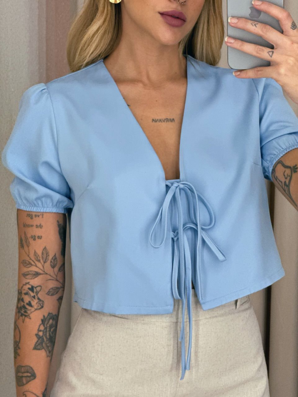 BLUSA NEUSA AMARRAÇÃO AZUL