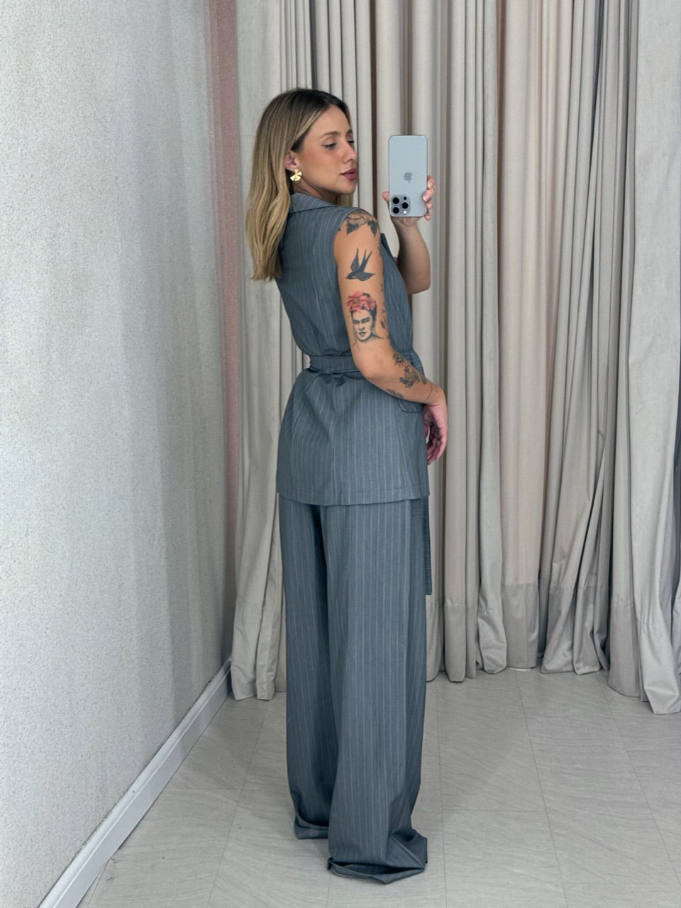 CALÇA RAVENA CF RISCA DE GIZ GRAFITE