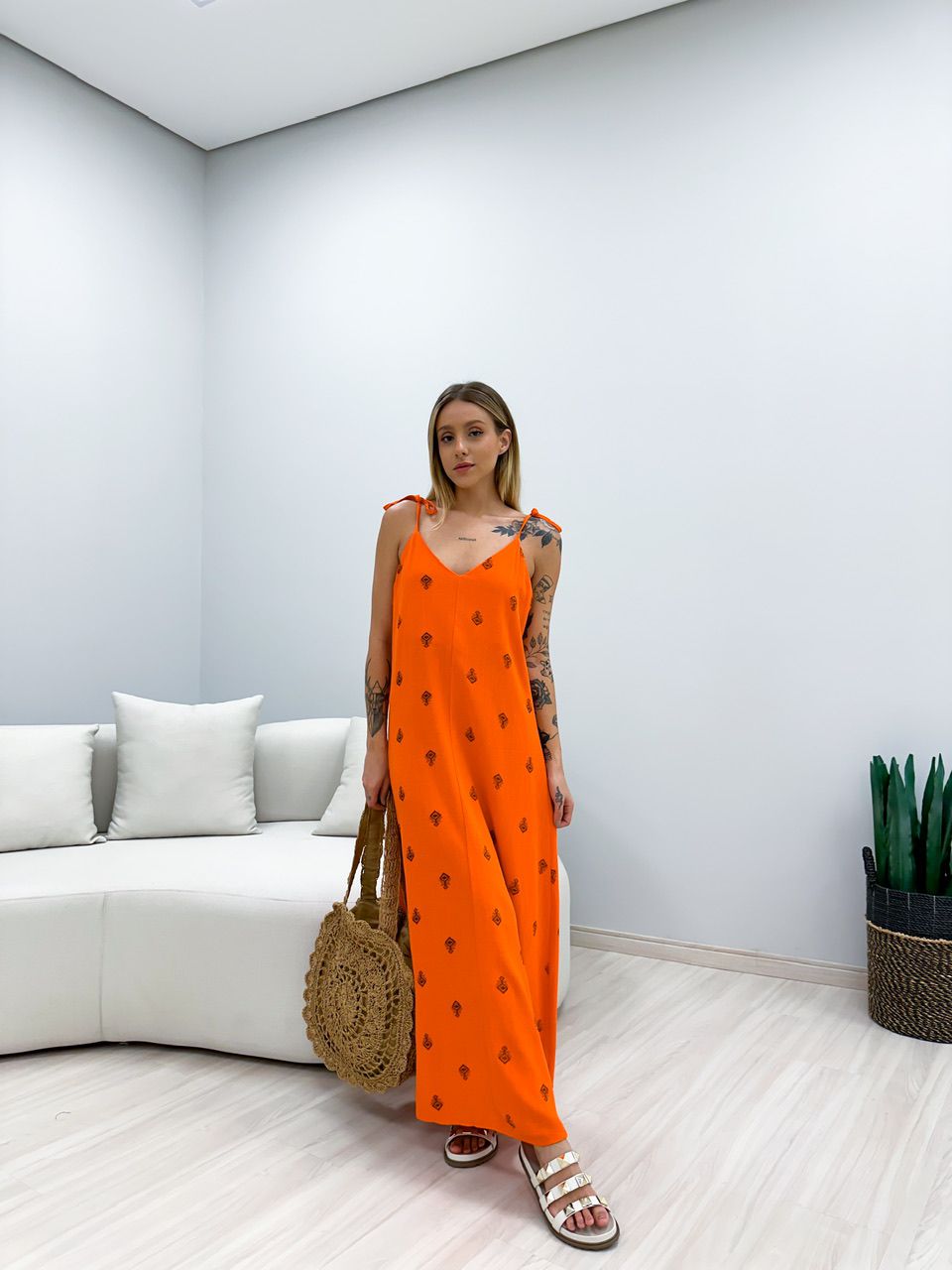 VESTIDO CAROLINA ÉTNICO LARANJA