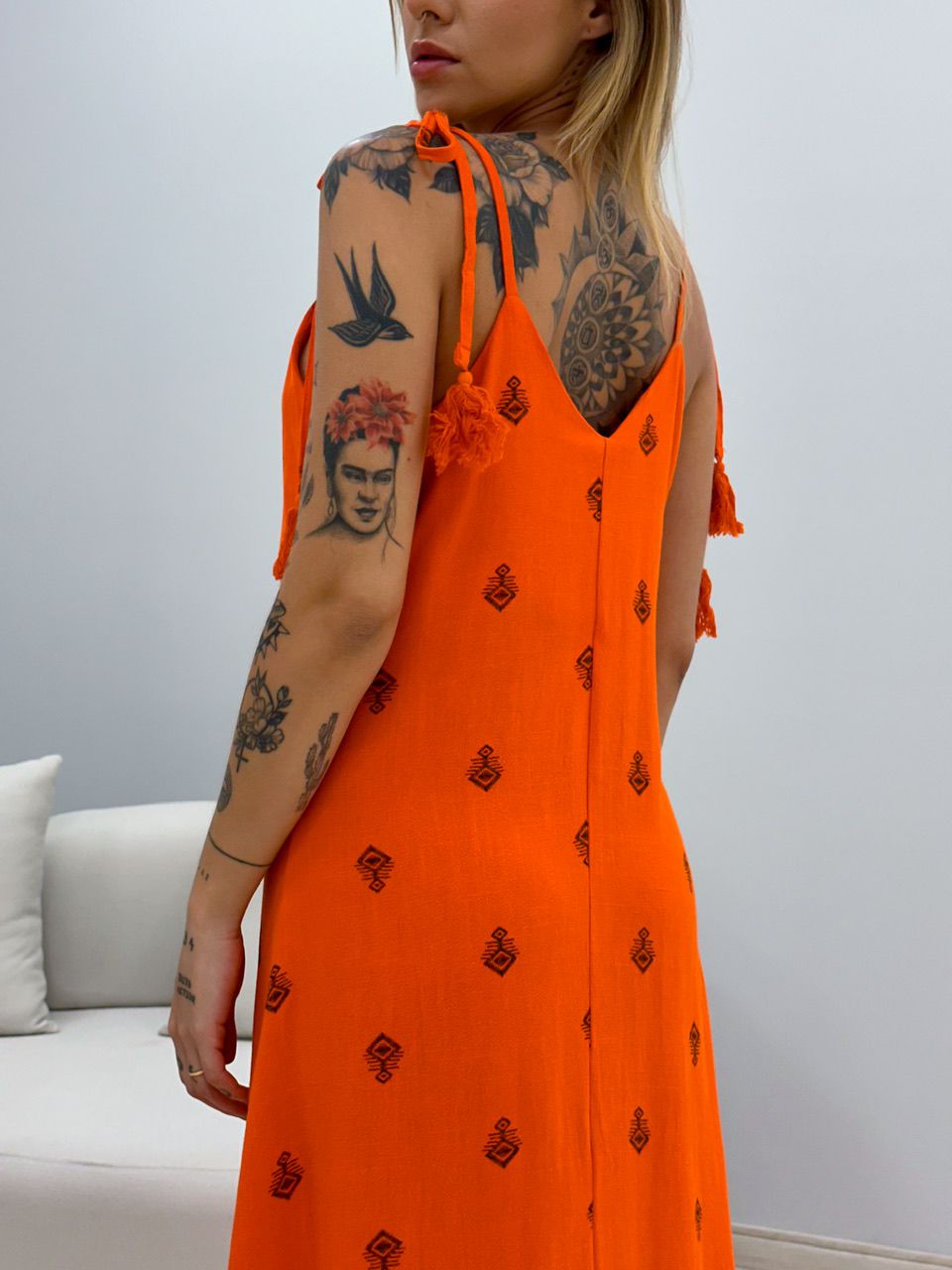 VESTIDO CAROLINA ÉTNICO LARANJA