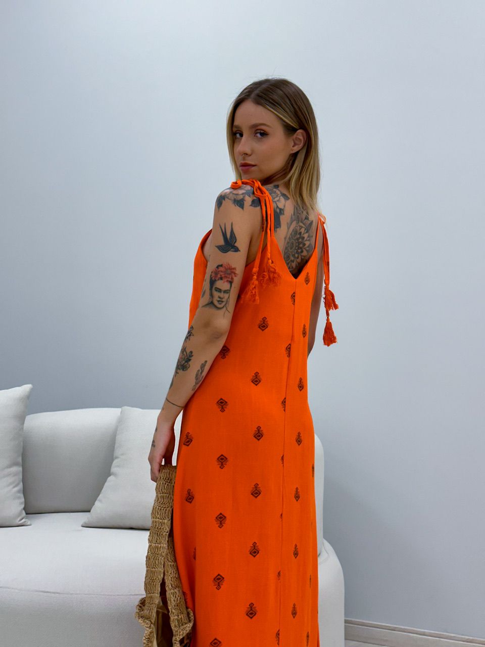 VESTIDO CAROLINA ÉTNICO LARANJA