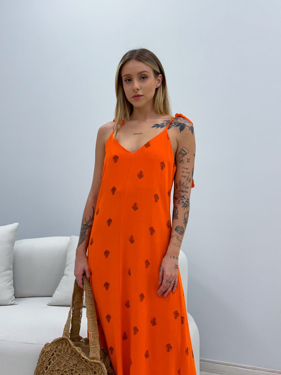 VESTIDO CAROLINA ÉTNICO LARANJA