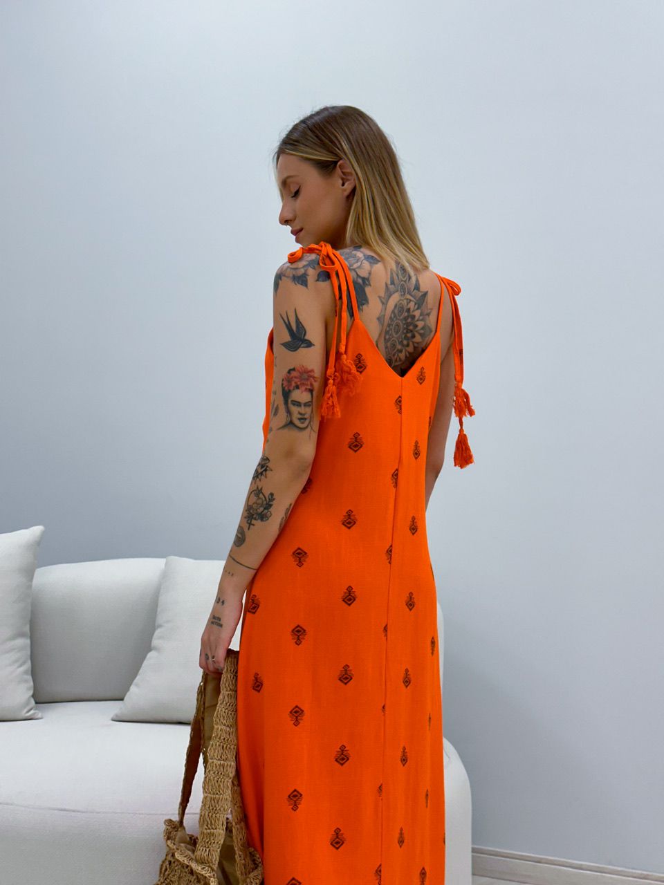 VESTIDO CAROLINA ÉTNICO LARANJA